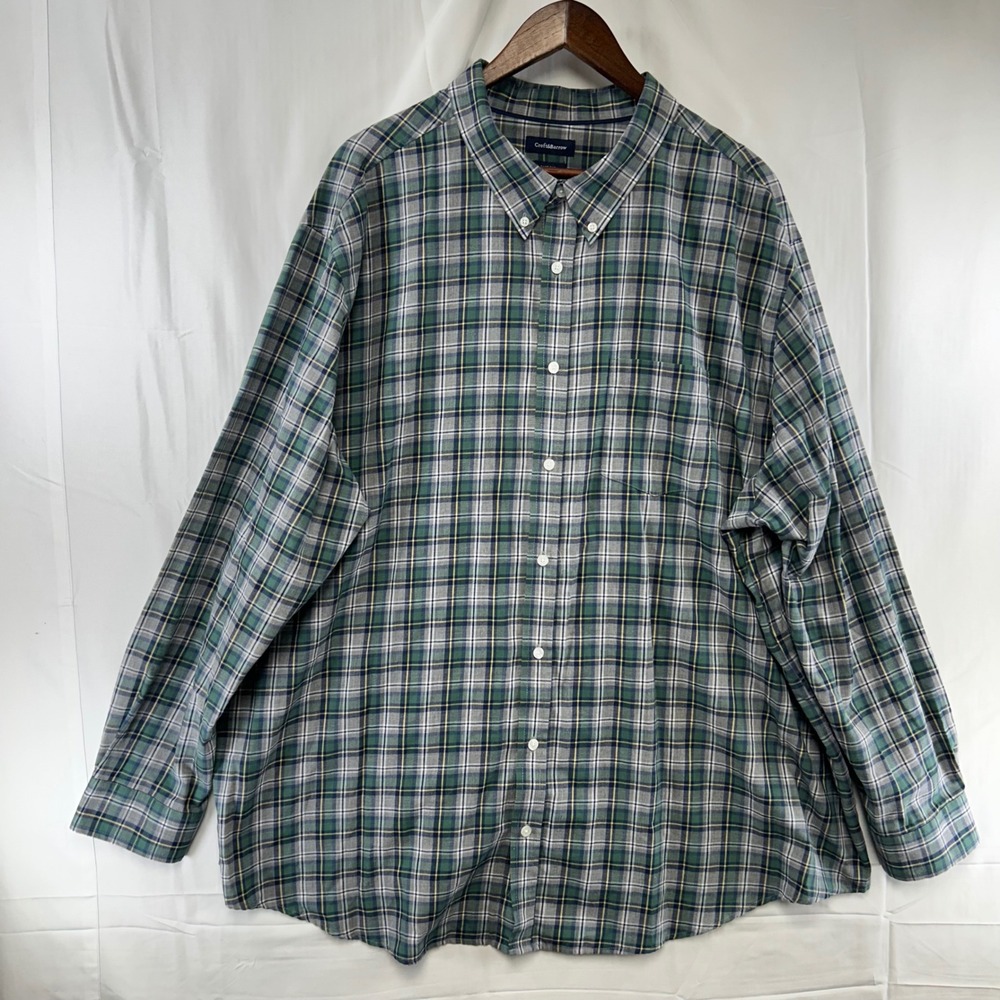 Croft & Barrow Button Down Shirt Mens 3XB Green Plaid Easy Care Long Sleeve
